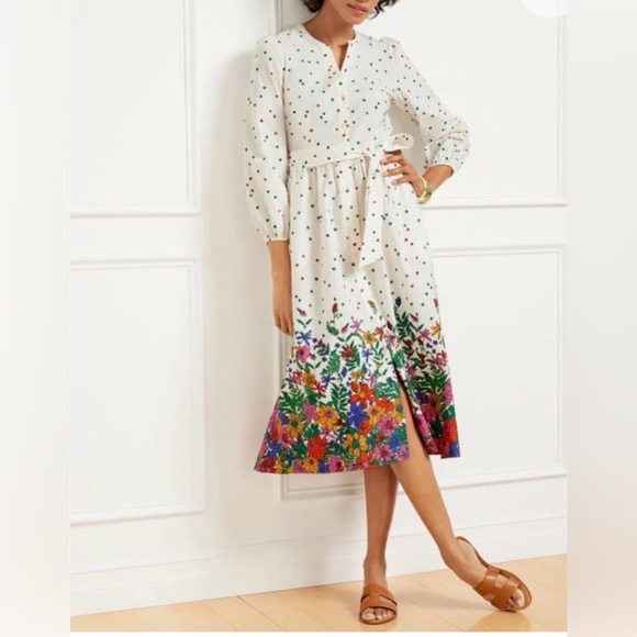 TALBOTS Poplin Shirtdress in Blissful Floral Easter plus size cotton dress 22W - Picture 3 of 7
